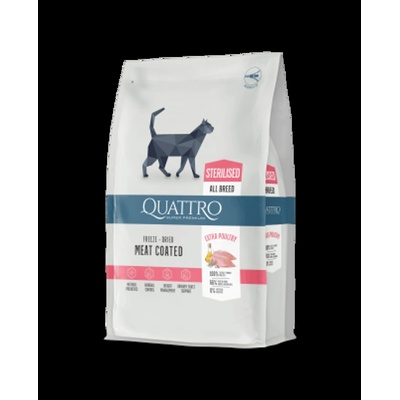 Quattro Cat Sterilized - Пълноценна суха храна за израснали кастрирани котки с пилешко месо, 7 кг