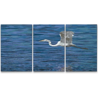 Painting Queens Volavka biela sada 3 ks 80 x 120 cm na ráme PBNSET/03WHITEHERON/80X120_80X120_80X120/W