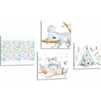 Set obrazů pro děti v nádherných barvách - 4x 60x60