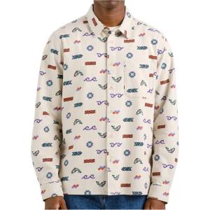 DEDICATED Мъжка риза с копчета Dedicated Shirt Rute Flannel Trout And Waves Shirt - Oat White - размер XL (033-2795-0115)