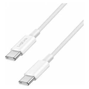 LogiLink USB 2.0 Type-C Cable C/M > C/M, Nylon, 60W white 1m