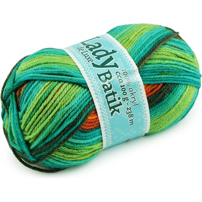 Pletací příze Lady Batik de Luxe 100 g Varianta: 7 (608) oranžová zelená, Balení: 1 ks 57430/146172/264052