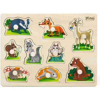 Pino Дървен пъзел с дръжки, Pino - Горски животни (4312T-3)