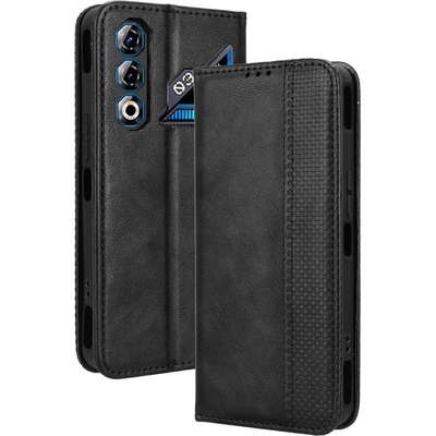 ZTE Кожен калъф с портфейл за ZTE nubia Neo 3 GT 5G | Ретро дизайн с магнит | Вкл. Протектор | Цвят: Черен, Тъмносин, Червен, Кафяв