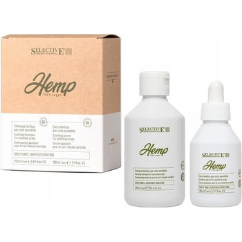 Selective Professional Комплект за чувствителен, сърбящ и раздразнен скалп Selective Hemp Lenitive Shampoo + Serum