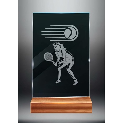 Černá skleněná trofej Tenis
