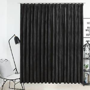 Pure Line Home Кадифена завеса в цвят антрацит с перделък, 290 x 245 см