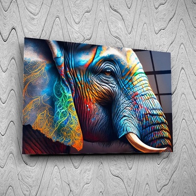 Art gift Стъклено АРТ пано - Неонов слон
