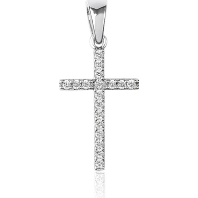 Brilio přívěsek křížek z bílého zlata 14 925.151ZIR