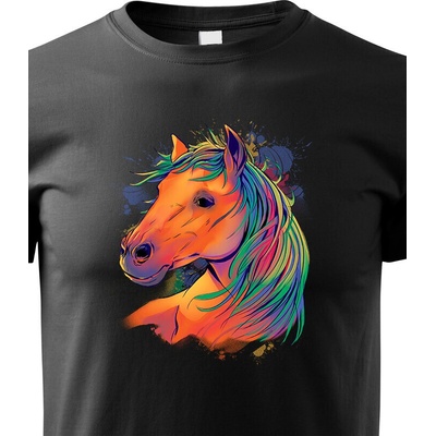 dětské tričko Barevný kůň černá