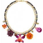 Dannyra Колие с естествени цветя, перли, мъниста клоазоне и кристали Swarovski Silvana’s Spring In Orange Dannyra Jewels
