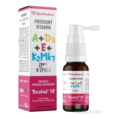 EkoMedica SK Prírodný Vitamín A+E+D3+K2Mk7 sprej 30 ml