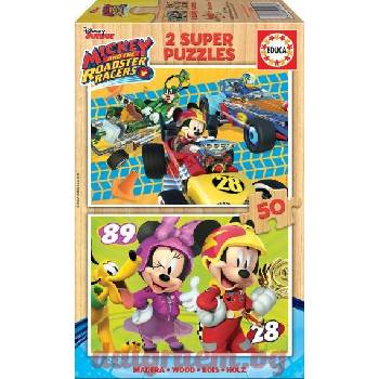 Educa Дървен пъзел EDUCA 17236 - 2 х 50 части - Mickey and the Roadster Racers (EDU17236)