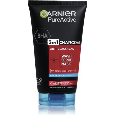 Garnier Pure Active 3in1 Charcoal маска за лице за проблемна кожа 150 ml унисекс