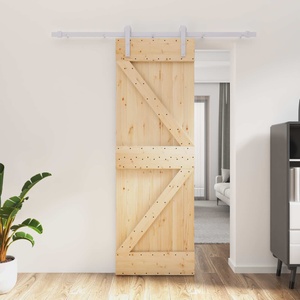 vidaXL Преплъзваща се врата Естествено и бяло 70 x 210 cm (3444929)