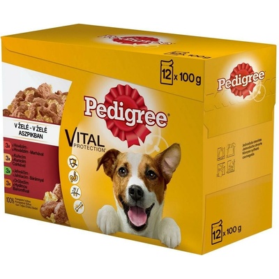 Pedigree Adult kura & jahňa & hydina & hovädzie v želé 12 x 100 g
