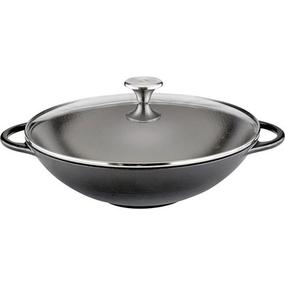 Küchenprofi PROVENCE Litinová wok pánev s poklicí černý 30 cm