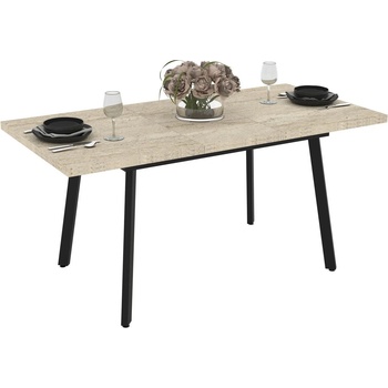 ЕВРОМАР Разтегателна трапезна маса lini 120 травертин / черна