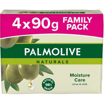 Palmolive Naturals Olive Milk tuhé toaletní mýdlo 4 x 90 g