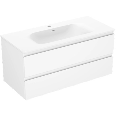 Orio шкаф за баня 100 см с мивка Vela, 2 чекмеджета, бял мат (91A10-10047-2-BFF01-W23M01)