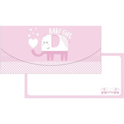 Darčeková obálka na peniaze ružová "Baby girl" 21,8x10,9 cm