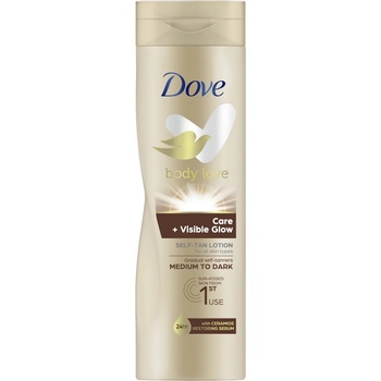 Dove Body Love Care + Visible Glow Self-Tan Lotion samoopalovací hydratační mléko Medium To Dark 400 ml