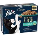 Krmivo pre mačky FELIX Deliciously sliced losos tuniak treska platesa v želé 12 x 80 g