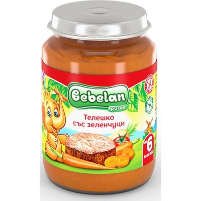 Bebelan Бебешко ястие Bebelan Puree - Телешко със зеленчуци, 190 g (7141)