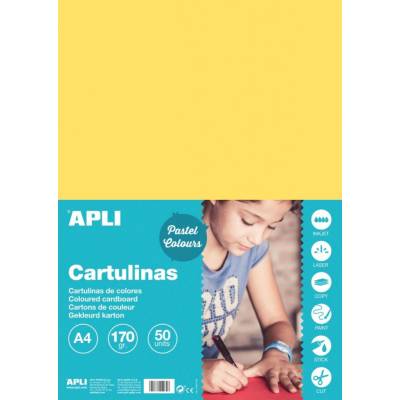 Kreslicí karton APLI A4/170g světle žlutá 50 listů
