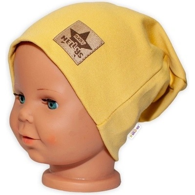 Baby Nellys detská čiapka s dvojitým lemom horčicová