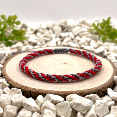 Certom Originální náramek přátelství červená a šedá – ruční výroba 0230