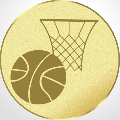 D2-2F/G Emblém pr.50mm basketbal zlatý 5 cm