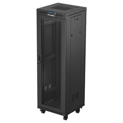 Lanberg Комуникационен шкаф, Lanberg rack cabinet 19" free-standing 37U/600X600 (FLAT PACK) with mesh door LCD black (FF01-6637-23BL)