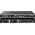 EVOCONNECT KVM Суич 2x1, Двоен монитор HDMI+DisplayPort=4K@60, 18Gbps, HDCP2.3, HDR/HDR10/HDR10+/Dolby Vision, RS232 и дистанционно (2port_Dual_HDMI_DP_Monitor_KVMswitch4K60)