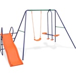 vidaXL Комплект люлка и пързалка с 3 оранжеви седалки (91359)