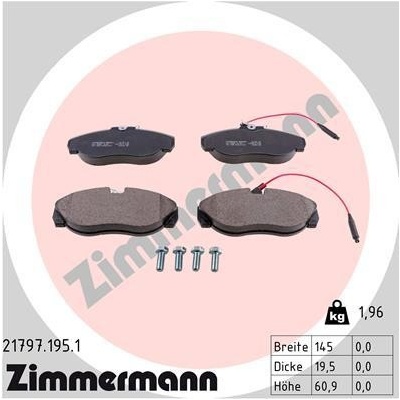 Sada brzdových platničiek kotúčovej brzdy ZIMMERMANN 21797.195.1