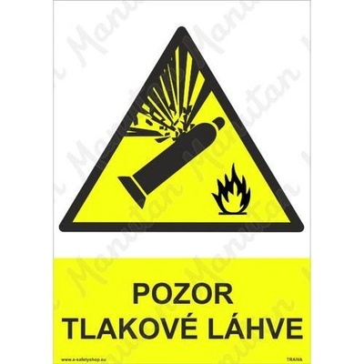 Manutan Pozor tlakové láhve, samolepka 210 x 297 x 0,1 mm A4