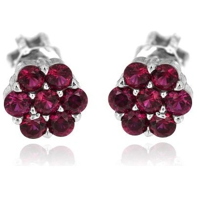 Zlatnictví U Kostela stříbrné náušnice červené kytičky 895č