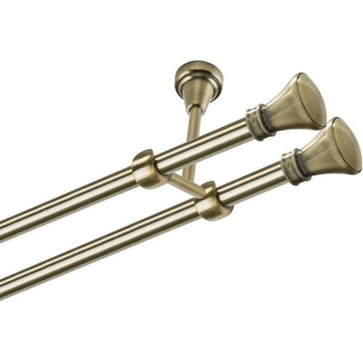 OK-GarnýžeCZ Garnýž kovová dvouřadá 16mm Koloseo double mosaz 420 cm do stropu / na tunýlek - bez kroužků