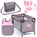 Bayer Design Комплект за кукли 11 в 1 Bayer - Travel Set, с кошара, чувал за спане и аксесоари (61766AB)