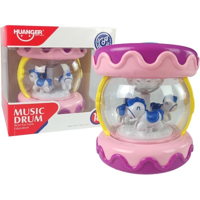 Lean Toys barevný buben s kolotočem růžová