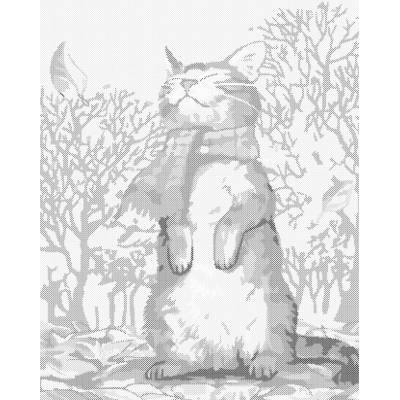 ZUTY Bodkovanie - MAČKA A JESENNÉ POČASIE Rámovanie: vypnuté plátno na rám, Rozmer: 40x50 cm