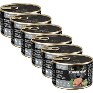 RAFI Super Rafi Cat Sterilised P&F Guinea fowl and Duck hearts 6 x 185 g