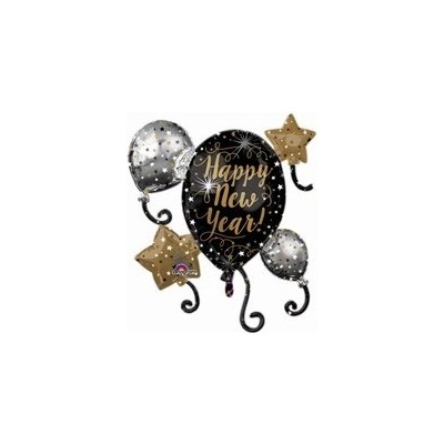 Unique Fóliový balón XXL Silvestr Happy New Year 76 x 73 cm