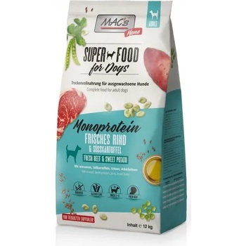 MAC's Mac’s Monoprotein Dog Adult GRAIN FREE - висококачествена храна за пораснали кучета от всички породи, податливи на алергии, с говеждо, 12 кг - Германия - 90571