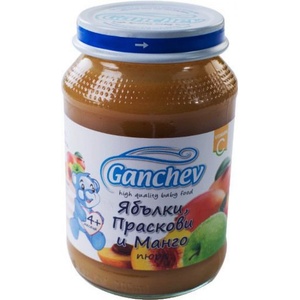 Ганчев пюре ябълка праскова и манго - 190 г