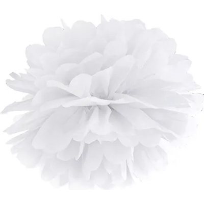 PartyDeco Помпон във формата на бяло цвете 25 см