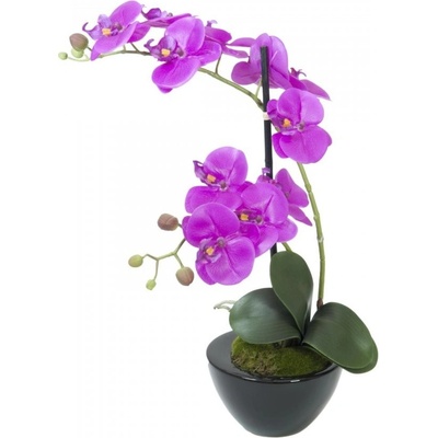 Orchidej fialová v dekoračním květináči, 45 cm