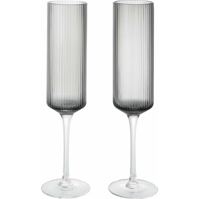 Ferm Living Sklenice Ripple Champagne Smoked Grey 2 x 150 ml