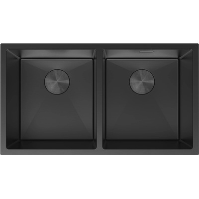 Mexen Binox двоен кухненски мивка от неръждаема стомана 800 x 450 мм, черен - 6421802000-70 (6421802000-70)
